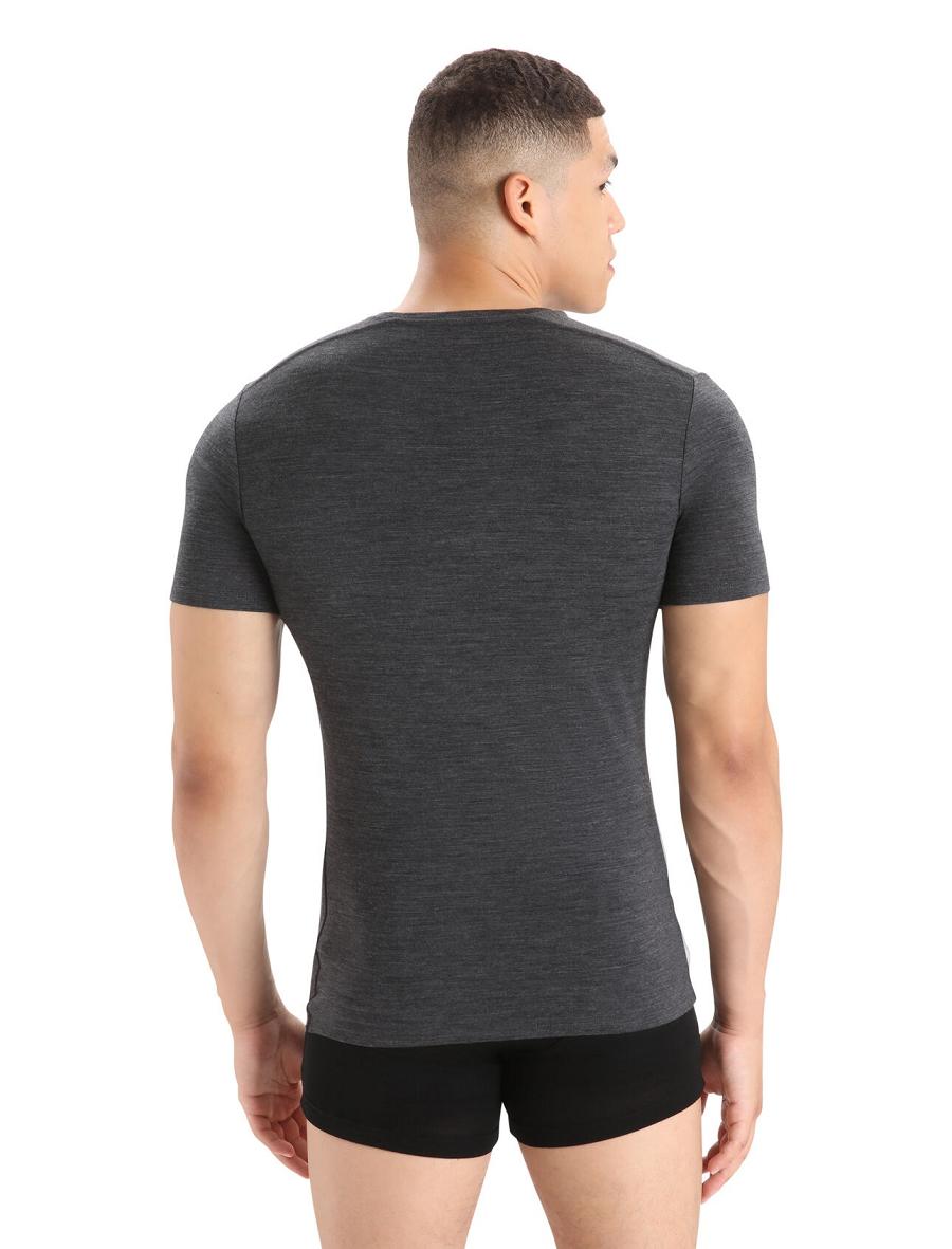 Jet Heather Icebreaker Merino Anatomica Short Sleeve Crewe T-Shirt Men's Underwear | AU 1302FDNM